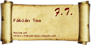 Fábián Tea névjegykártya